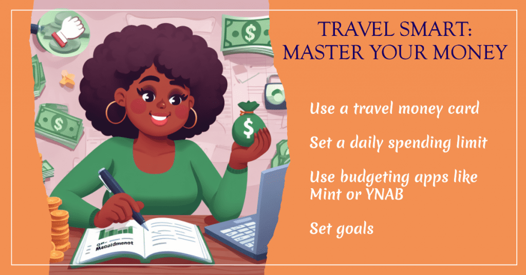 To maintain financial resilience while traveling, use a travel money card, set a daily spending limit, and use budgeting apps like Mint or YNAB to monitor spending, set goals, and track your budget in real-time.