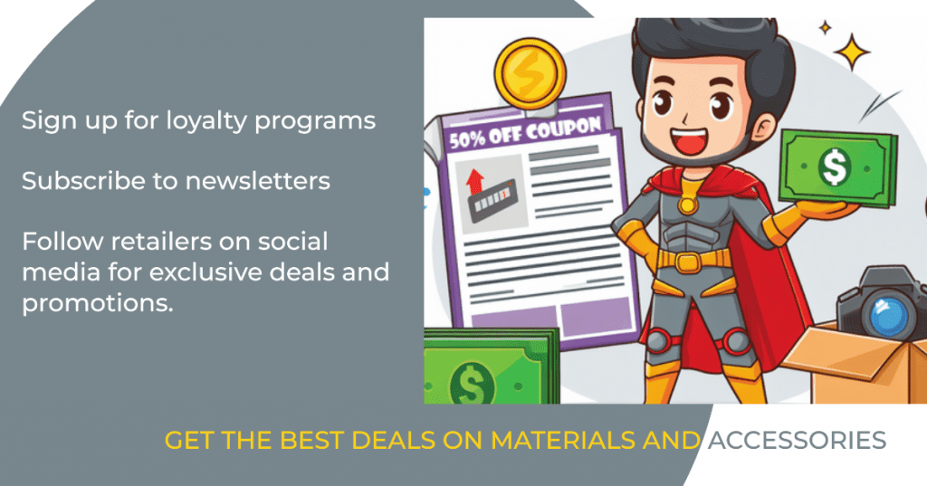 To save money on cosplay materials and accessories, sign up for loyalty programs, subscribe to newsletters, and follow retailers on social media for exclusive deals and promotions.