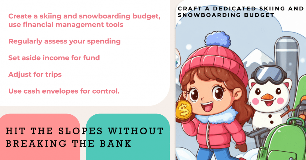 Create a skiing and snowboarding budget, use financial management tools, and regularly assess your spending. Set aside income for fund, adjust for trips, and use cash envelopes for control.