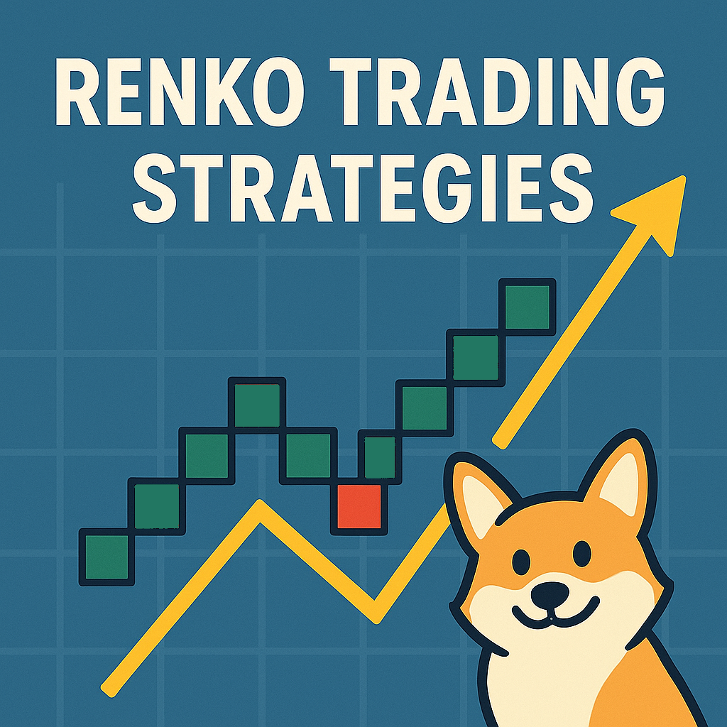 Master Renko Trading Strategies with Confidence 2 Renko trading strategies illustrated with charts, Carl's avatar, and Bax the corgi