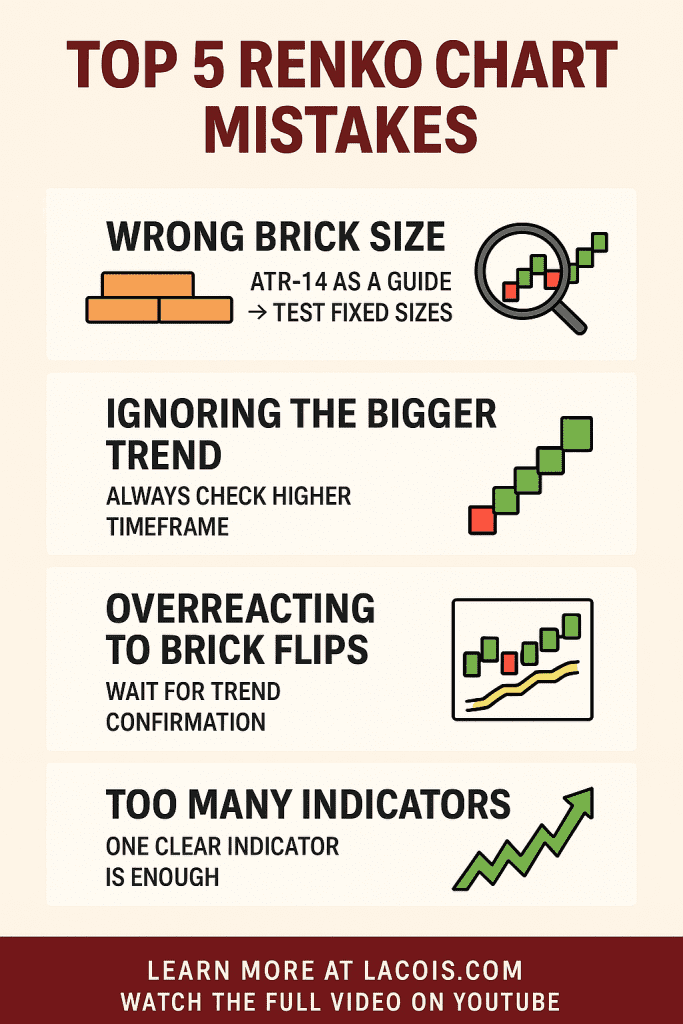 Video: Top 5 Renko Chart Mistakes (and How to Avoid Them) 2 Infographic showing top 5 Renko chart mistakes beginners make and how to avoid them