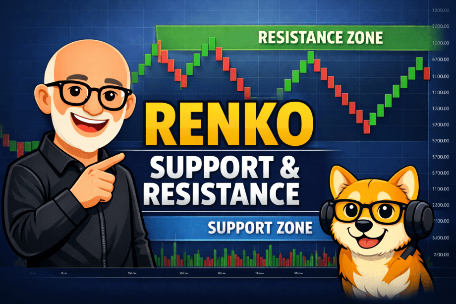 Renko support and resistance zones example showing resistance and support areas on a Renko chart