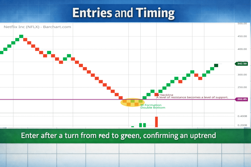 Renko Charts Resource Hub (Start Here) 4 Renko charts guide example showing support and resistance with W formation using Renko bricks