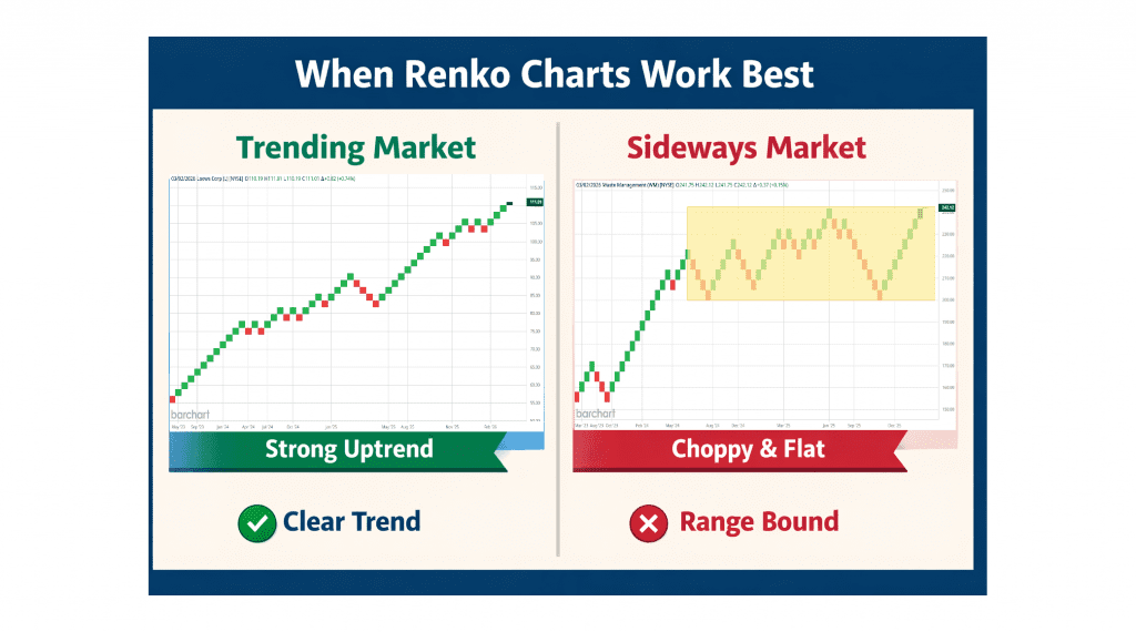 When Renko Charts Work Best (And When They Don’t): A Market Conditions Guide 2 when renko charts work best during trending market conditions compared to sideways markets