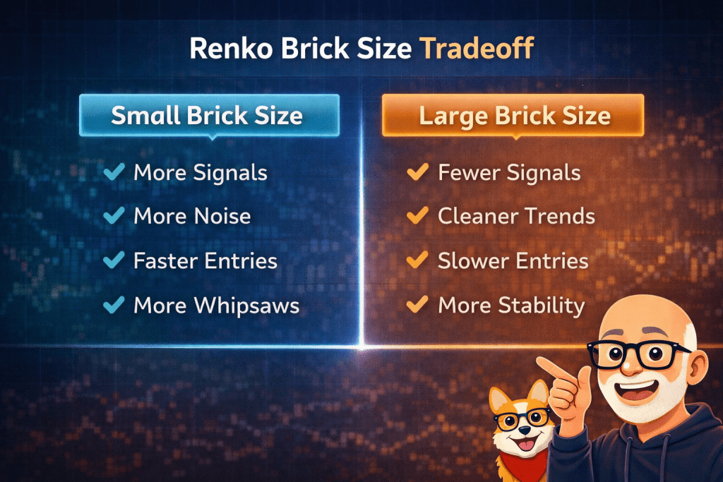 Renko brick size tradeoff smaller vs larger bricks